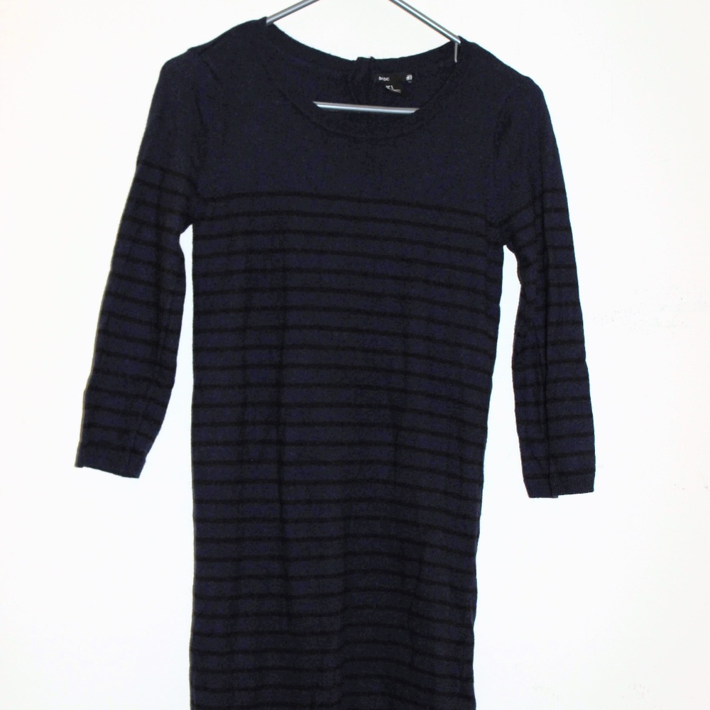 H&M Black and Navy Striped Sweater Dress